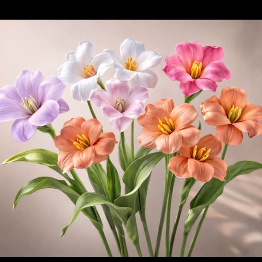 💐 Assorted Artificial Open Tulips x 29 Stems. Multicolour.**NO LEAVES** LIKE NEW